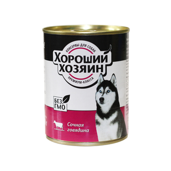 Хороший Хозяин консервы для собак Сочная говядина 100 г, 340 гр, 750 гр