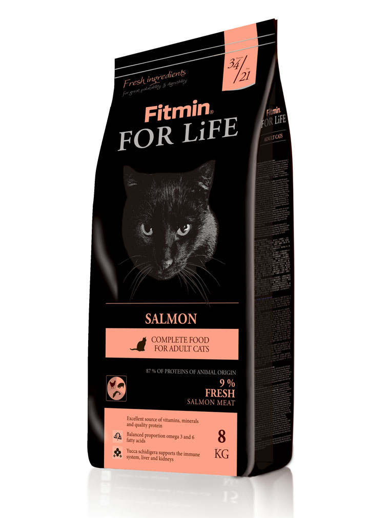 Сухой корм для взрослых кошек Fitmin cat For Life Salmon 400 гр, 1,8 кг, 8  кг купить в Москве, цена, отзывы | интернет-магазин Доберман
