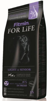 Сухой корм для всех пород пожилых Fitmin  dog for life Light And Senior 15 кг