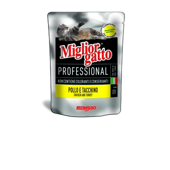 Консервированный корм для взрослых кошек с курицей и индейкой MIGLIOR GATTO PROFESSIONAL 100гр. 100 г
