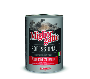 Консервированный корм для взрослых кошек с говядиной MIGLIORGATTO PROFESSIONAL 405 гр. 400 гр