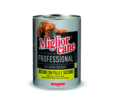 Консервированный  корм для взрослых собак с курицей и индейкой MIGLIOR CANE PROFESSIONAL 400 гр, 1260 гр