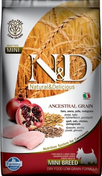 Низкозерновой сухой корм для собак мелких пород N&D Dog Ancestral Grain с курицей и гранатом 800 гр, 2,5 кг, 7 кг