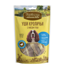 Лакомство для собак Деревенские Лакомства уши кроличьи с мясом утки 90 г 