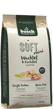Полувлажный корм для собак Bosch Soft Mini с с перепелкой и картофелем 1 кг, 2,5 кг