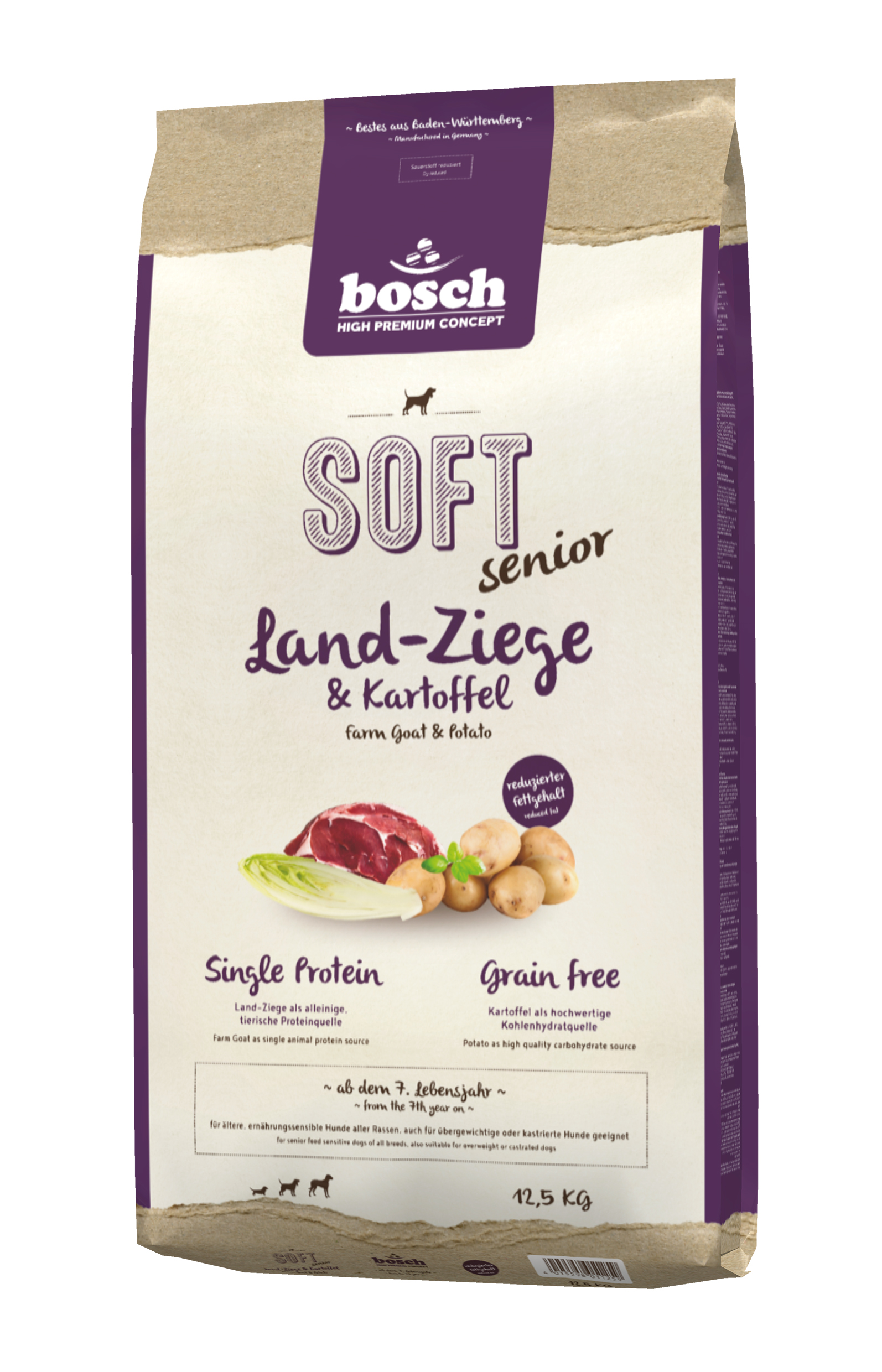 Полувлажный корм для собак Bosch Soft Senior с козлятиной и картофелем 1  кг, 2,5 кг, 12,5 кг купить в Москве, цена, отзывы | интернет-магазин  Доберман