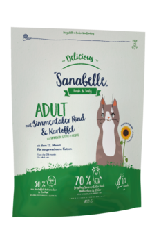 Сухой корм для взрослых кошек Sanabelle Adult Delicious с мясом симментальских бычков и картофелем 400 гр, 2 кг