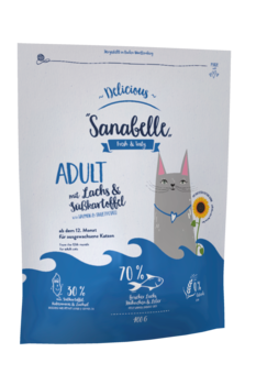 Сухой корм для взрослых кошек Sanabelle Adult Delicious с лососем и бататом 400 гр, 2 кг