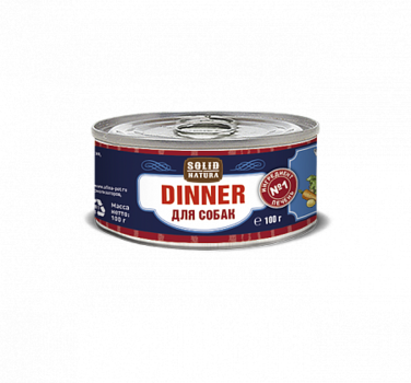 Консервированный влажный корм для собак Solid Natura Dinner Печень 100 г, 340 гр