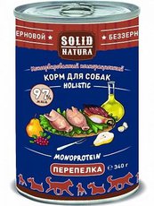 Консервированный влажный корм для собак Solid Natura Holistic Перепёлка