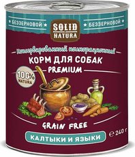 Консервированный влажный корм для собак Solid Natura Premium Калтыки и языки 240 гр