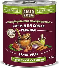 Консервированный влажный корм для собак Solid Natura Premium Сердечки куриные 240 гр