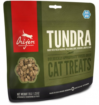 Сублимированое лакомства для кошек Orijen Tundra из мяса оленя, перепела и радужной форели, 35 г