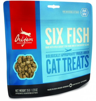 Сублимированное лакомство для кошек Orijen Six Fish 6 видов рыб, 35 гр
