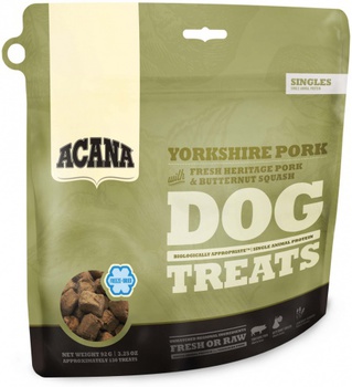Сублимированное лакомство для собак Acana Yorkshire Pork на 100% состоят из мяса свежей селекционной свинины 35 гр, 92 гр