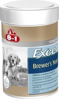 Пивные дрожжи для взрослых собак и кошек 8 в 1 Excel Brewers Yeast с чесноком, улучшает состояние кожи и шерсти 260 таблеток