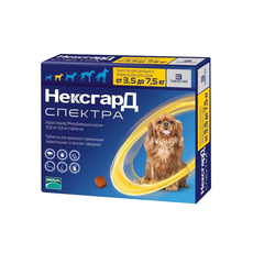 НексгарД Спектра таблетка для собак против клещей, блох и гельминтов, 3,5-7,5кг, 3 таб.