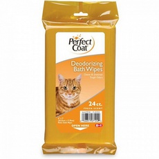 Салфетки очищающие и дезодорирующие для кошек 8in1 Perfect Coat Deodorizing Bath Wipes, 24 шт