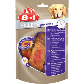 Лакомство для собак мелких и средних пород 8in1 Fillets pro active S для поддержания активности, куриное филе 80 гр