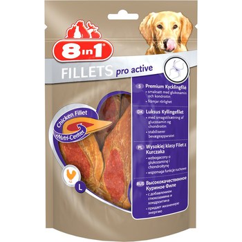 Лакомство для собак крупных пород 8in1 Fillets pro active L для поддержания активности, куриное филе 80 гр
