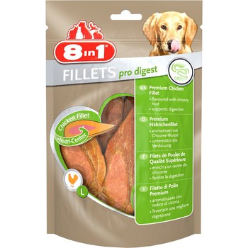 Лакомство для собак крупных пород 8in1 Fillets pro digest L для поддержания пищеварения, куриное филе 80 гр