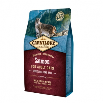 беззерновой корм CarniLove с лососем для взрослых кошек 400 гр, 2 кг, 6 кг