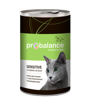 Консервированный корм для взрослых кошек c чувствительным пищеварением Probalance Sensitive 415 г