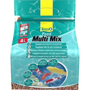 Корм для всех видов прудовых рыб Tetra Pond Multi Mix, хлопья, палочки, таблетки гаммаруса 4 л, 10