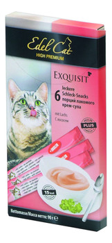 Лакомство для кошек Edel Cat крем-суп, с лососем, для нормализации пищеварения, 1х6 шт 90 гр