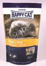 Лакомство для кошек Happy Cat, подушечки с птицей и сыром, 50 г