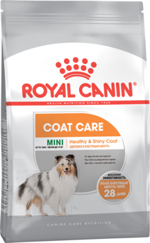 Сухой корм для собак с тусклой и сухой шерстью в возрасте от 10 месяцев до 8 лет Royal Canin Mini Coat Care, Роял Канин Мини Коат Кэа  1 кг, 3 кг