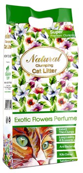 Комкующийся наполнитель для кошачьего туалета с ароматом Экзотических цветов Indian Cat Litter Natural Exotic Flowers 5 кг, 10 кг