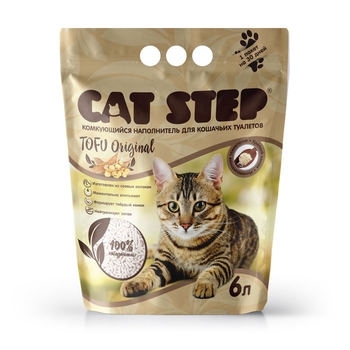 Наполнитель для кошачьих туалетов Cat Step Tofu Original 6L, растительный комкующийся 6 л, 12 л
