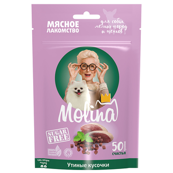 Лакомство для собак Молина мелких пород и щенков, Molina Утиные кусочки, 50г