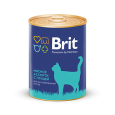 Консервы для кошек премиум класса Brit Premium Мясное ассорти с птицей, 340гр