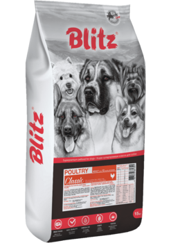 Сухой корм для взрослых собак всех пород домашняя птица Blitz Classic Poultry Adult Dog All Breeds 15 кг