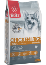 Сухой корм для взрослых собак всех пород курица с рисом Blitz Classic Chicken & Rice Adult Dog All Breeds