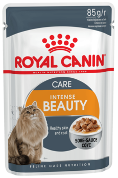 Консервированный корм для взрослых кошек для поддержания красоты шерсти Royal Canin Intense Beauty кусочки в соусе 85 гр