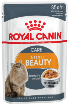 Консервированный корм для взрослых кошек для поддержания красоты шерсти Royal Canin Intense Beauty консервы кусочки в желе 85 гр