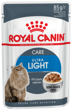 Консервированный корм для взрослых кошек с избыточным весом Royal Canin Ultra Light кусочки в соусе 85 гр