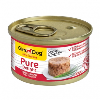 Консервированный корм для собак в желе Gimdog Pure Delight  тунец с говядиной 85гр