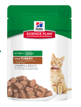Консервированный корм для котят Hills Science Plan Healthy Development Kitten Turkey кусочки в соусе с индейкой 85 г 85 гр