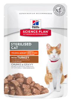 Консервированный корм для взрослых стерилизованных кошек Hill's Adult Science Plan Sterilised Cat Young Adult с индейкой 85 гр