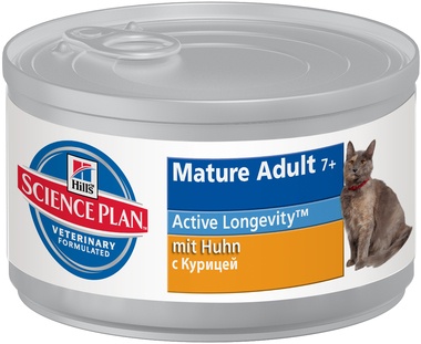 Консервированный корм для взрослых кошек Hill's SP Feline Mature Adult 7+ Active Longevity Chicken с курицей 82гр