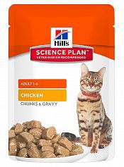 Консервированный корм для взрослых кошек Hill's Science Plan Adult кусочки в соусе с курицей 85 г