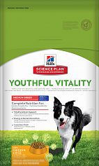 Cухой корм для собак средних пород старше 7 лет Hill's Science Plan Youthful Vitality с курицей и рисом 800 гр, 12 кг