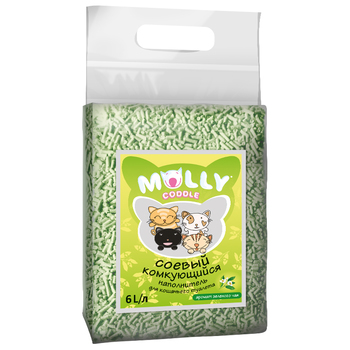 Наполнитель для кошачьего туалета Molly Coodle, соевый комкующий с ароматом зеленого чая 6л