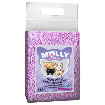 Наполнитель для кошачьего туалета Molly Coodle, соевый комкующий с ароматом лаванды 6л