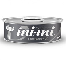 Консервированный корм для котят и взрослых кошек Mi Mi с мясом телятина 80 г
