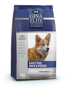 Сухой корм для взрослых собак Gina Elite Adult Dog Duck & Potato с уткой и картофелем 3 кг, 8 кг, 15 кг